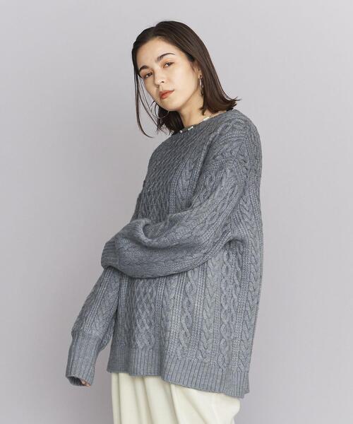 BEAUTY&YOUTH UNITED ARROWS(ビューティーアンドユースユナイテッドアローズ)の「BY グラデーション ケーブルニット プルオーバー(ニット/セーター・レディース・グレー/オフホワイト・FREE)」の2枚目の写真