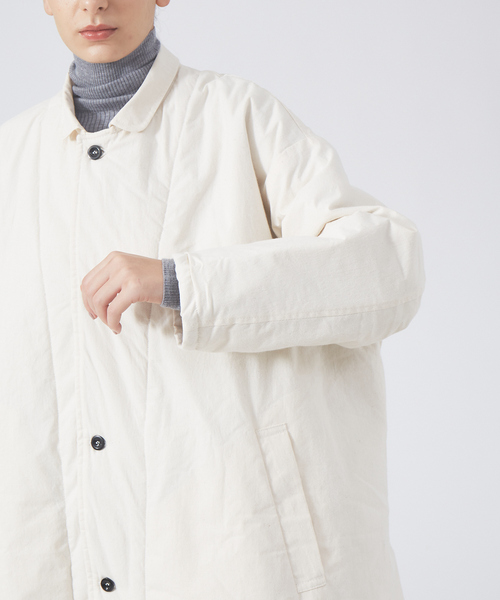 Yarmo（ヤーモ）の「【Yarmo/ヤーモ】Quiliting Lab Coat キルティングラボコート（ステンカラーコート・レディース・カーキ/ブラック/ホワイト・フリー）」の21枚目の写真