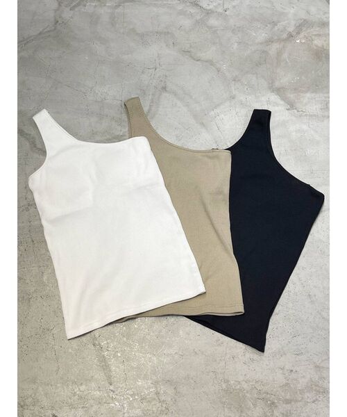 Ungrid（アングリッド）の「ワンショルダータンクトップ（タンクトップ・レディース・ブラック/オフホワイト/カーキ・FREE）」の4枚目の写真