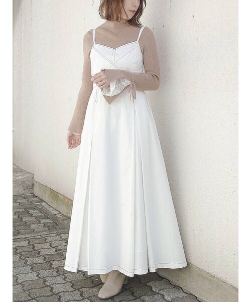 dazzlin（ダズリン）の「カシュクールステッチレイヤードワンピース（ワンピース・レディース・ベージュ/オフホワイト/インディゴブルー・FREE）」の9枚目の写真