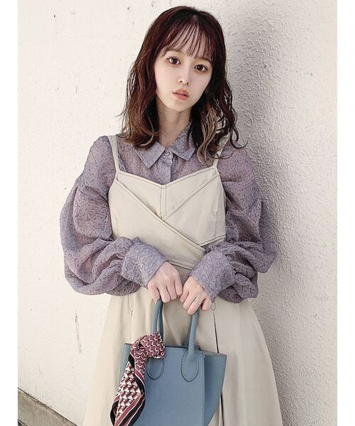 dazzlin（ダズリン）の「カシュクールステッチレイヤードワンピース（ワンピース・レディース・ベージュ/オフホワイト/インディゴブルー・FREE）」の14枚目の写真