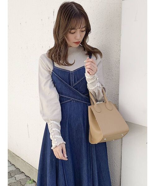 dazzlin（ダズリン）の「カシュクールステッチレイヤードワンピース（ワンピース・レディース・ベージュ/オフホワイト/インディゴブルー・FREE）」の20枚目の写真