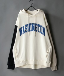 wide silhouette college print sweat hoodie/ワイドシルエット カレッジプリント スウェット フーディー/パーカー