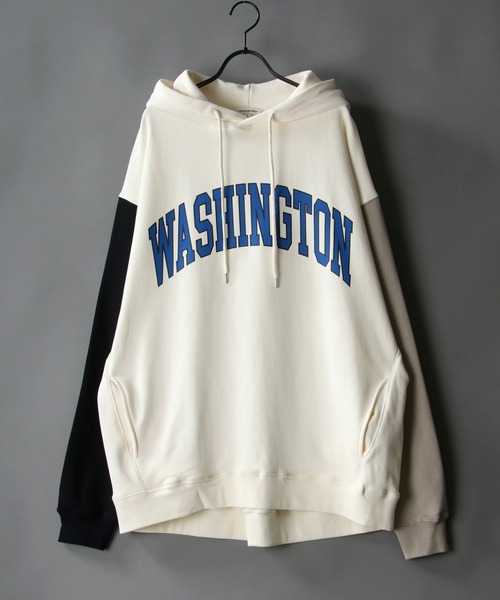 SITRY(シトリー)の「wide silhouette college print sweat hoodie/ワイドシルエット カレッジプリント スウェット フーディー/パーカー(パーカー・メンズ・グリーン/杢グレー/チャコールグレー/ネイビー/ブラック/ブルーグレー/グレイッシュベージュ/ホワイト系その他/オフホワイト/グレー系その他/ブラック系その他・M/L)」の2枚目の写真