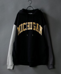 wide silhouette college print sweat hoodie/ワイドシルエット カレッジプリント スウェット フーディー/パーカー