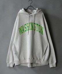 wide silhouette college print sweat hoodie/ワイドシルエット カレッジプリント スウェット フーディー/パーカー