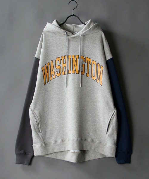 SITRY(シトリー)の「wide silhouette college print sweat hoodie/ワイドシルエット カレッジプリント スウェット フーディー/パーカー(パーカー・メンズ・グリーン/杢グレー/チャコールグレー/ネイビー/ブラック/ブルーグレー/グレイッシュベージュ/ホワイト系その他/オフホワイト/グレー系その他/ブラック系その他・M/L)」の8枚目の写真