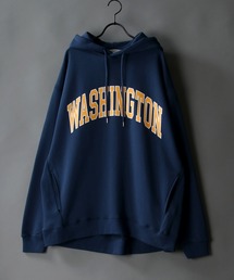 wide silhouette college print sweat hoodie/ワイドシルエット カレッジプリント スウェット フーディー/パーカー