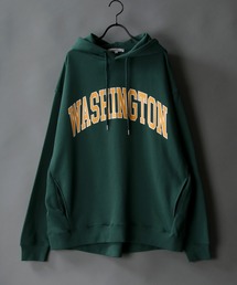 wide silhouette college print sweat hoodie/ワイドシルエット カレッジプリント スウェット フーディー/パーカー