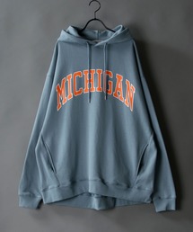 wide silhouette college print sweat hoodie/ワイドシルエット カレッジプリント スウェット フーディー/パーカー