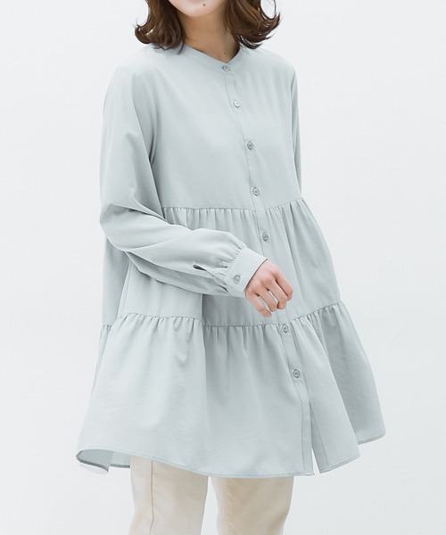 Honeys（ハニーズ）の「ティアードブラウス（シャツ/ブラウス・レディース・ホワイト/ブラック/ピンク系その他/グリーン系その他/グレイッシュベージュ・S/M/L）」の4枚目の写真