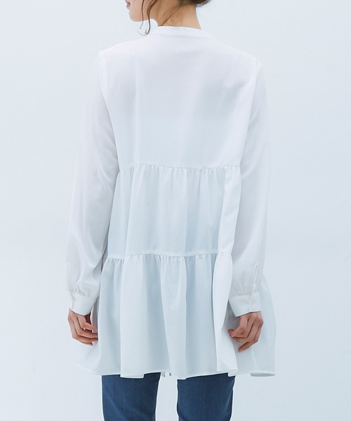 Honeys（ハニーズ）の「ティアードブラウス（シャツ/ブラウス・レディース・ホワイト/ブラック/ピンク系その他/グリーン系その他/グレイッシュベージュ・S/M/L）」の8枚目の写真