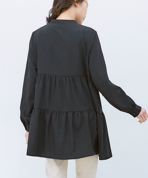 Honeys（ハニーズ）の「ティアードブラウス（シャツ/ブラウス・レディース・ホワイト/ブラック/ピンク系その他/グリーン系その他/グレイッシュベージュ・S/M/L）」の11枚目の写真