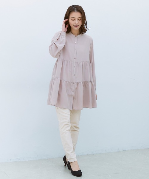 Honeys（ハニーズ）の「ティアードブラウス（シャツ/ブラウス・レディース・ホワイト/ブラック/ピンク系その他/グリーン系その他/グレイッシュベージュ・S/M/L）」の12枚目の写真