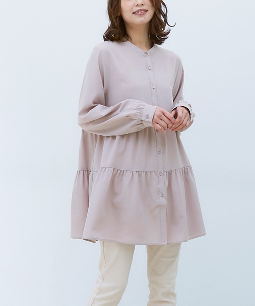 Honeys（ハニーズ）の「ティアードブラウス（シャツ/ブラウス・レディース・ホワイト/ブラック/ピンク系その他/グリーン系その他/グレイッシュベージュ・S/M/L）」の13枚目の写真