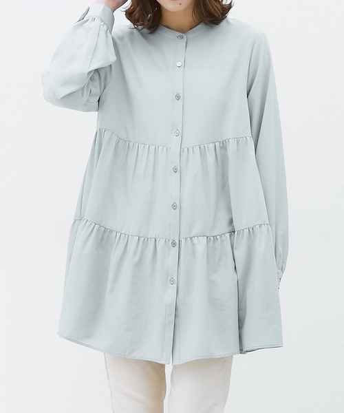 Honeys（ハニーズ）の「ティアードブラウス（シャツ/ブラウス・レディース・ホワイト/ブラック/ピンク系その他/グリーン系その他/グレイッシュベージュ・S/M/L）」の16枚目の写真