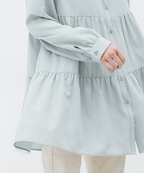 Honeys（ハニーズ）の「ティアードブラウス（シャツ/ブラウス・レディース・ホワイト/ブラック/ピンク系その他/グリーン系その他/グレイッシュベージュ・S/M/L）」の20枚目の写真