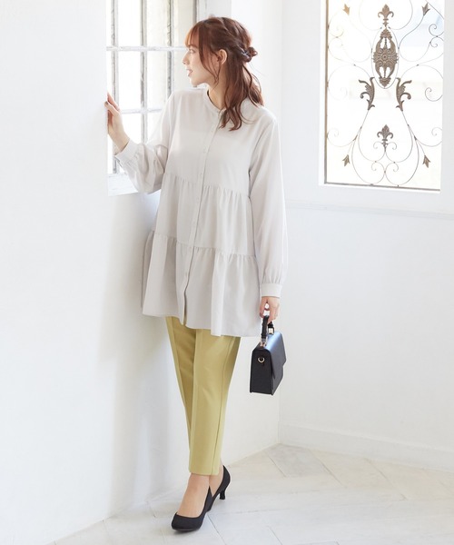 Honeys（ハニーズ）の「ティアードブラウス（シャツ/ブラウス・レディース・ホワイト/ブラック/ピンク系その他/グリーン系その他/グレイッシュベージュ・S/M/L）」の21枚目の写真