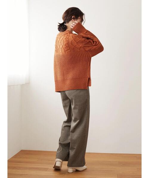 Green Parks(グリーンパークス)の「・novem9 チェックジャカードパンツ*(その他パンツ・レディース・ベージュ/ブラウン/アイボリー・FREE)」の22枚目の写真