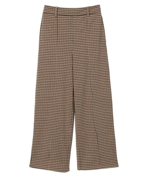 Green Parks(グリーンパークス)の「・novem9 チェックジャカードパンツ*(その他パンツ・レディース・ベージュ/ブラウン/アイボリー・FREE)」の1枚目の写真