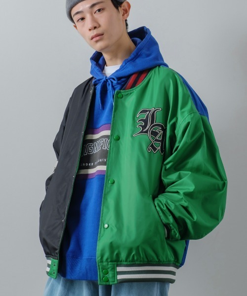 improves（インプローブス）の「オーバーサイズ ワッペン使い スタジャン（スタジャン・メンズ・キャメル/ブラック/その他/ネイビー・MEDIUM/LARGE）」の4枚目の写真