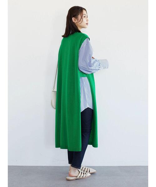 Green Parks(グリーンパークス)の「カラーロングベスト*(ベスト・レディース・ネイビー/イエロー/グリーン/ライトベージュ・FREE)」の5枚目の写真