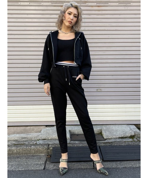 EGOIST（エゴイスト）の「ウエストラインスウェットパンツ（スウェットパンツ・レディース・ブラック/グレー・FREE）」の3枚目の写真