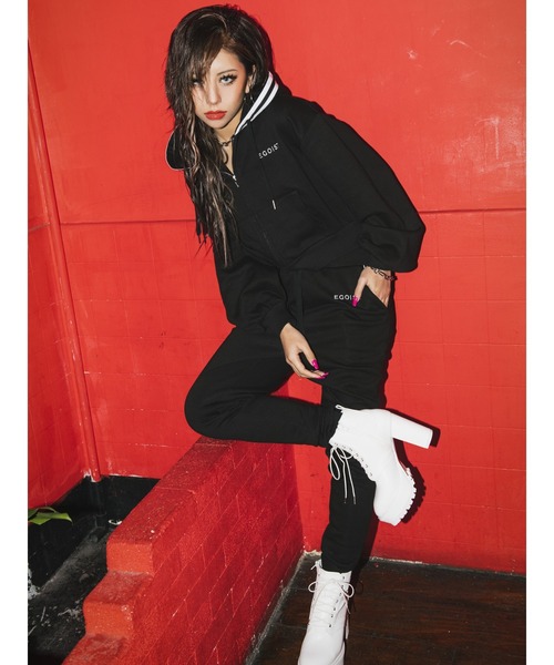 EGOIST（エゴイスト）の「ウエストラインスウェットパンツ（スウェットパンツ・レディース・ブラック/グレー・FREE）」の6枚目の写真