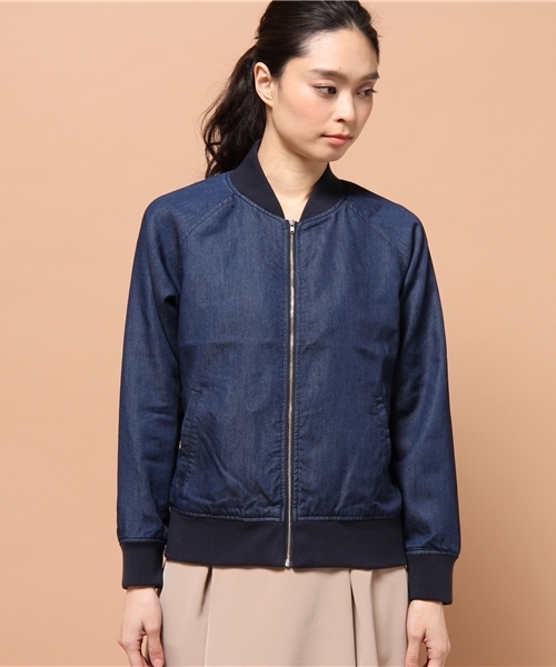 GIORDANO（ジョルダーノ）の「[GIORDANO]デニムMA-1ジャケット（デニムジャケット・レディース・インディゴブルー/ネイビー・FREE）」の3枚目の写真