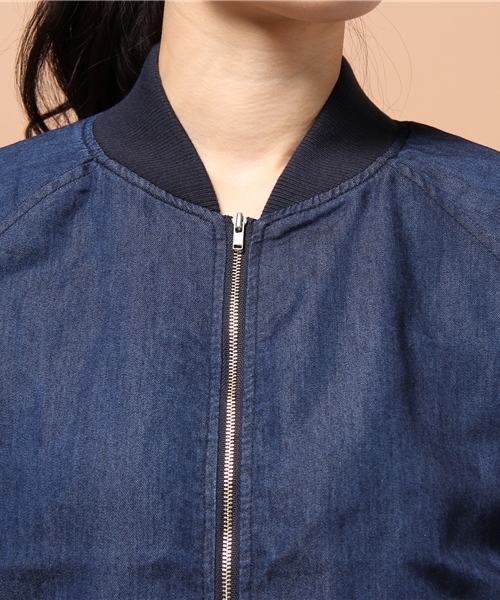 GIORDANO（ジョルダーノ）の「[GIORDANO]デニムMA-1ジャケット（デニムジャケット・レディース・インディゴブルー/ネイビー・FREE）」の7枚目の写真