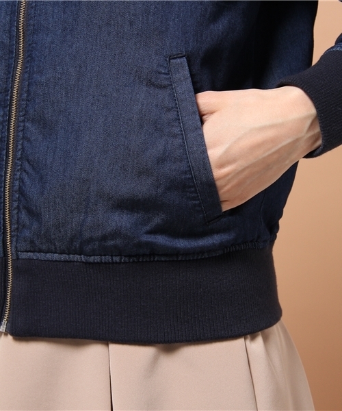 GIORDANO（ジョルダーノ）の「[GIORDANO]デニムMA-1ジャケット（デニムジャケット・レディース・インディゴブルー/ネイビー・FREE）」の9枚目の写真