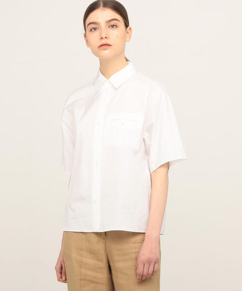 TOMORROWLAND （トゥモローランド）の「コットン ハーフスリーブシャツ（シャツ/ブラウス・レディース・ホワイト/ブラック/ブルー系その他/ブルー系その他2・36）」の7枚目の写真