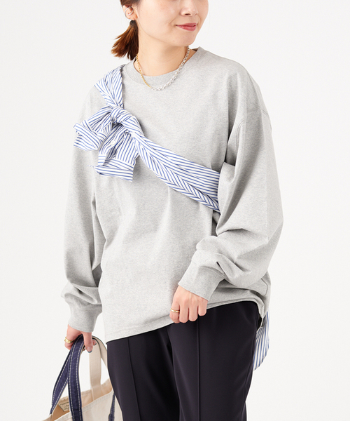 JOURNAL STANDARD(ジャーナルスタンダード)の「タックスウェットシャツ(Tシャツ/カットソー・レディース・ホワイト/チャコールグレー/ブラック/グリーン/ダークブルー・FREE)」の4枚目の写真