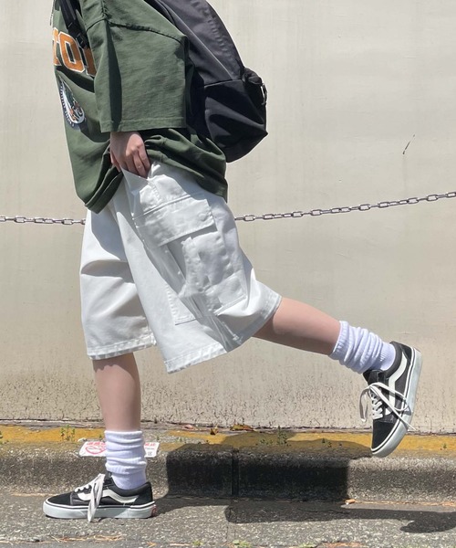 WEGO（ウィゴー）の「WEGO/ワイドカーゴショーツ（カーゴパンツ・メンズ・カーキ/ブラック/ホワイト・LARGE/MEDIUM）」の16枚目の写真