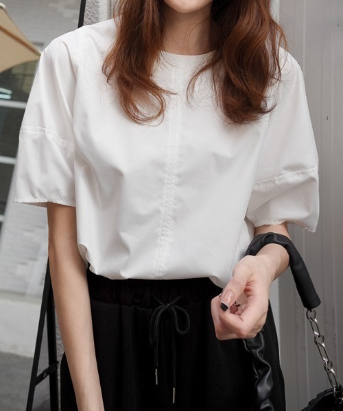 Diosfront(ディオスフロント)の「ボリュウームスリーブブラウス(シャツ/ブラウス・レディース・ホワイト/ベージュ/サックスブルー/イエロー/ライトグリーン/モカ・FREE)」の3枚目の写真