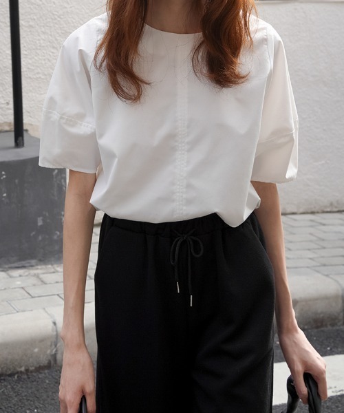 Diosfront(ディオスフロント)の「ボリュウームスリーブブラウス(シャツ/ブラウス・レディース・ホワイト/ベージュ/サックスブルー/イエロー/ライトグリーン/モカ・FREE)」の8枚目の写真