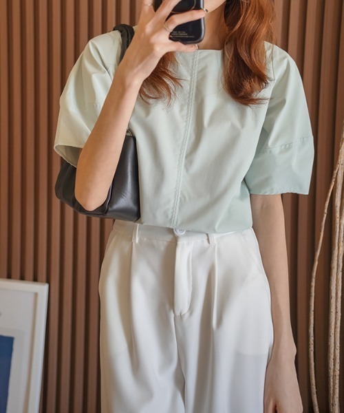 Diosfront(ディオスフロント)の「ボリュウームスリーブブラウス(シャツ/ブラウス・レディース・ホワイト/ベージュ/サックスブルー/イエロー/ライトグリーン/モカ・FREE)」の15枚目の写真