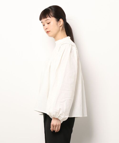 STYLEBLOCK(スタイルブロック)の「リネンタッチボリュームスリーブシャーリングブラウス(シャツ/ブラウス・レディース・ライム/ネイビー/ブラック/グリーン/ホワイト・M)」の9枚目の写真