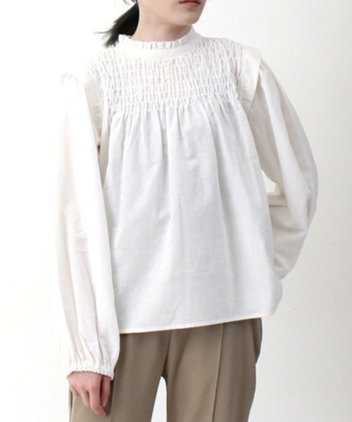 STYLEBLOCK(スタイルブロック)の「リネンタッチボリュームスリーブシャーリングブラウス(シャツ/ブラウス・レディース・ライム/ネイビー/ブラック/グリーン/ホワイト・M)」の2枚目の写真
