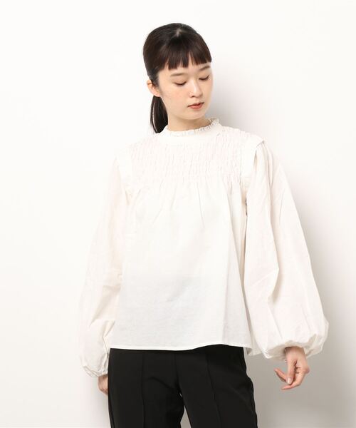 STYLEBLOCK(スタイルブロック)の「リネンタッチボリュームスリーブシャーリングブラウス(シャツ/ブラウス・レディース・ライム/ネイビー/ブラック/グリーン/ホワイト・M)」の6枚目の写真