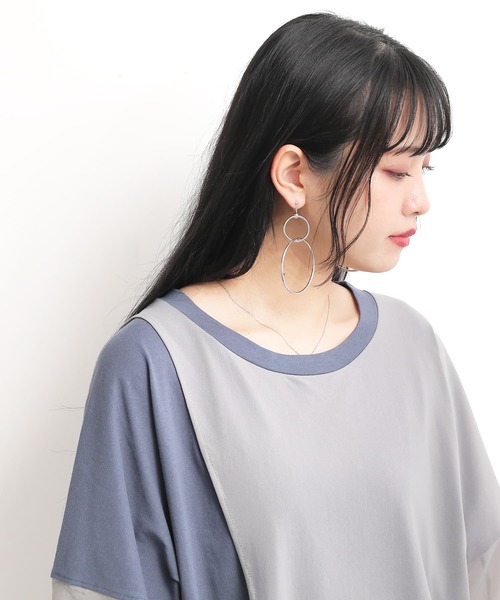 osharewalker（オシャレウォーカー）の「【廃盤】『メッシュ切替アシメデザインTシャツ』（Tシャツ/カットソー・レディース・ブラック/グレイッシュブルー・FREE）」の13枚目の写真