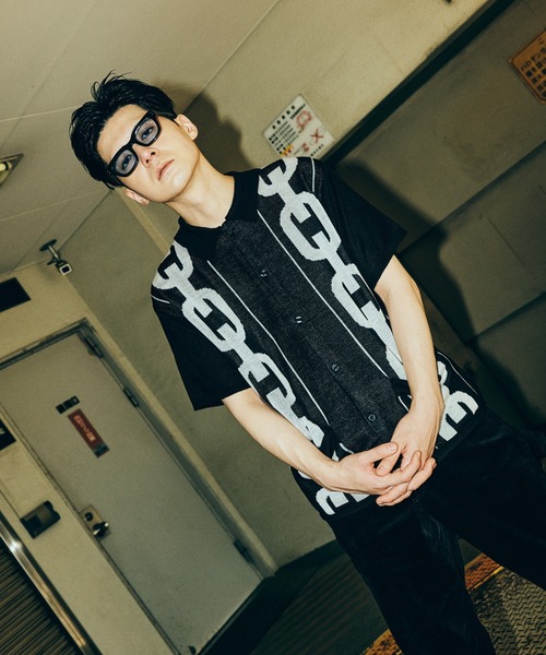 FTW(エフティダブリュー)の「PATTERN KNIT S/S SHIRT(シャツ/ブラウス・メンズ・ブラック/ダークグリーン/レッド/ライトブルー/アイボリー/ブラック×ホワイト・MEDIUM/LARGE)」の12枚目の写真