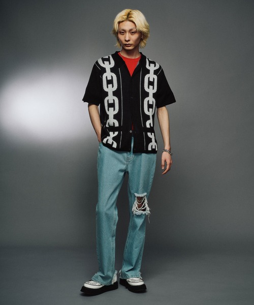 FTW(エフティダブリュー)の「PATTERN KNIT S/S SHIRT(シャツ/ブラウス・メンズ・ブラック/ダークグリーン/レッド/ライトブルー/アイボリー/ブラック×ホワイト・MEDIUM/LARGE)」の21枚目の写真