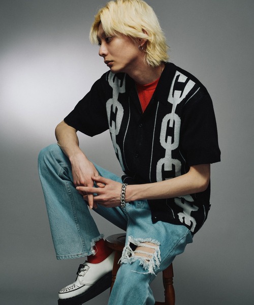 FTW(エフティダブリュー)の「PATTERN KNIT S/S SHIRT(シャツ/ブラウス・メンズ・ブラック/ダークグリーン/レッド/ライトブルー/アイボリー/ブラック×ホワイト・MEDIUM/LARGE)」の22枚目の写真