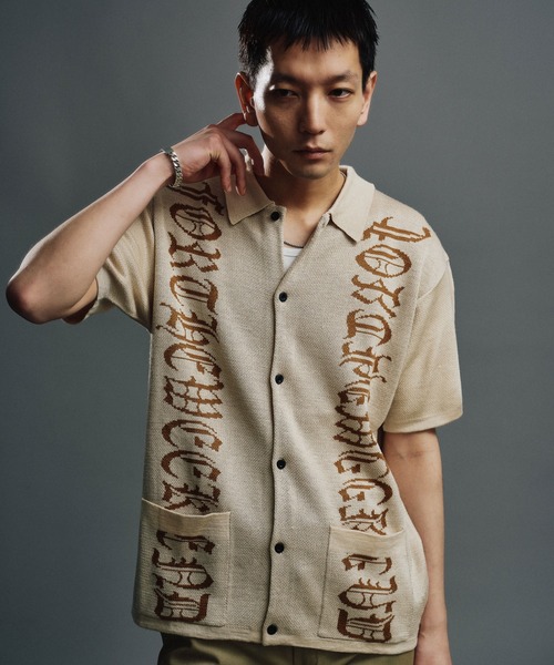 FTW(エフティダブリュー)の「PATTERN KNIT S/S SHIRT(シャツ/ブラウス・メンズ・ブラック/ダークグリーン/レッド/ライトブルー/アイボリー/ブラック×ホワイト・MEDIUM/LARGE)」の8枚目の写真