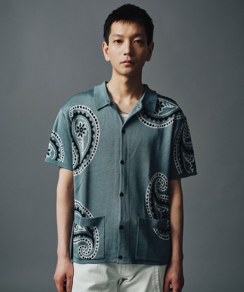 FTW(エフティダブリュー)の「PATTERN KNIT S/S SHIRT(シャツ/ブラウス・メンズ・ブラック/ダークグリーン/レッド/ライトブルー/アイボリー/ブラック×ホワイト・MEDIUM/LARGE)」の9枚目の写真
