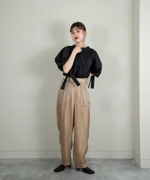 ブラウス シャツ ribbon puff sleeve blouse レディース ribbon puff sleeve design blouse | colorer
