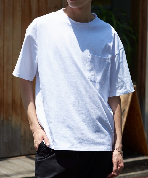 Goodwear（グッドウェア）の「【Goodwear】USA COTTON ヘビーウェイトオーバーサイズBIGポケットTEE　2W7-3505（Tシャツ/カットソー・メンズ・ホワイト/ブラック/チャコールグレー/グレー/ダークインディゴブルー/カーキ/ベージュ/ダークグリーン・M/XL/L）」の2枚目の写真