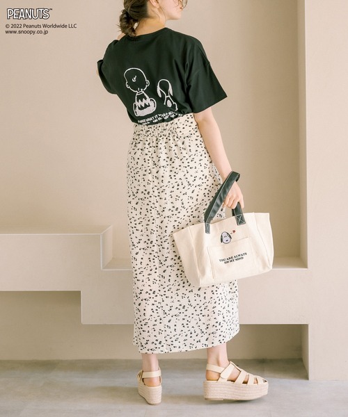 PEANUTS（ピーナッツ）の「PEANUTSゆるTシャツ（Tシャツ/カットソー・レディース・ブラック/オフホワイト・FREE）」の6枚目の写真