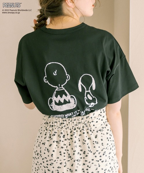 PEANUTS（ピーナッツ）の「PEANUTSゆるTシャツ（Tシャツ/カットソー・レディース・ブラック/オフホワイト・FREE）」の8枚目の写真